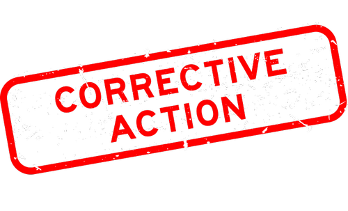 Panneau "Corrective Action"